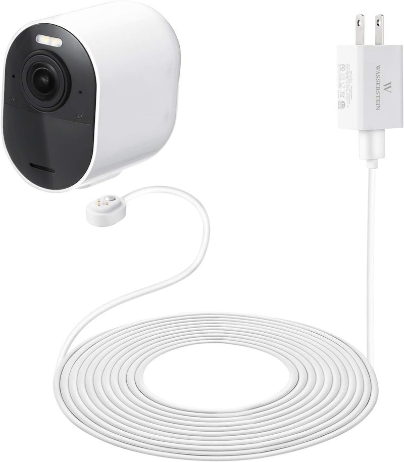 Wasserstein 16ft/4.8m Weatherproof Outdoor Charging Cable with Quick Charge Adapter Compatible with Arlo Ultra/Ultra 2/Pro 3/Pro 4/Pro 5s (White) (NOT Compatible with Arlo Essential Spotlight) - Image 1