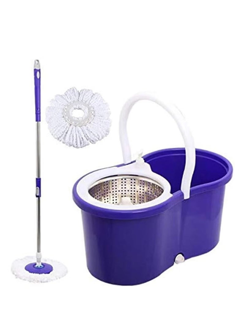 ACLIX Spin Mop Bucket | 360 Degree Floor Cleaning with Stainless Steel Home Tool Kitchen Wringer | Mop Heads | Heavy Duty Plastic Basket (Purple) - Image 1