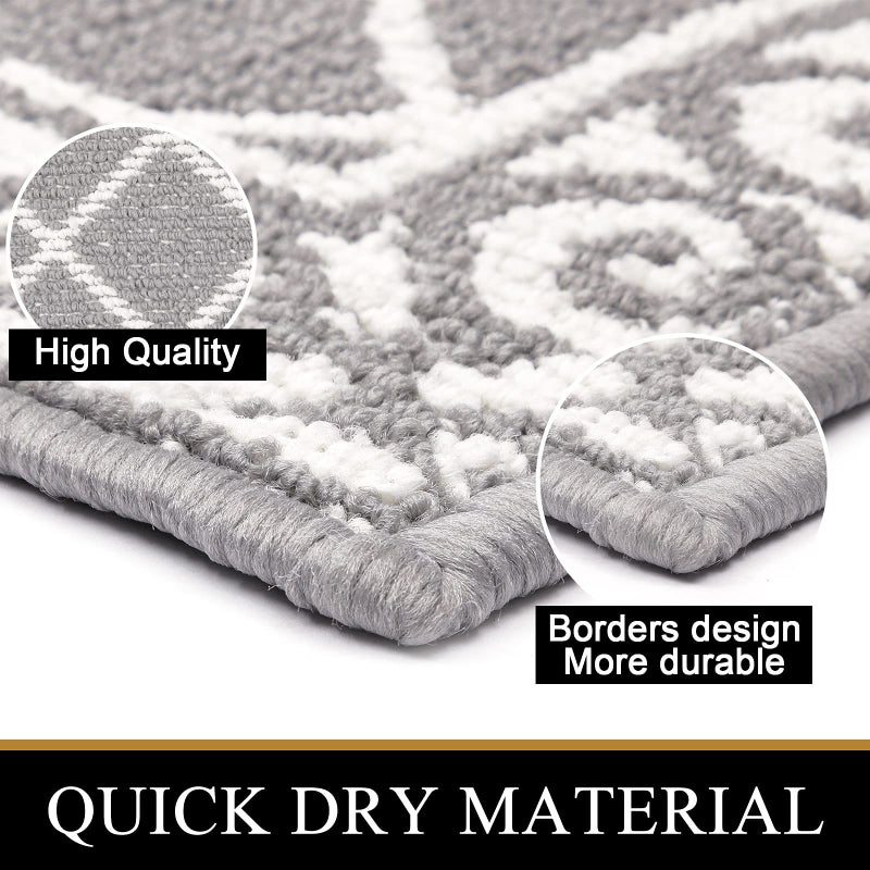 HEBE Kitchen Rug Sets 2 Piece with Runner Non Slip Kitchen Rugs and Mats Washable Kitchen Mats Set for Floor Kitchen Carpet Rug Runner for Hallway Entryway Kitchen Laundry - Image 5