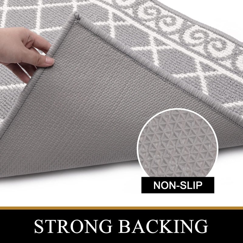 HEBE Kitchen Rug Sets 2 Piece with Runner Non Slip Kitchen Rugs and Mats Washable Kitchen Mats Set for Floor Kitchen Carpet Rug Runner for Hallway Entryway Kitchen Laundry - Image 4