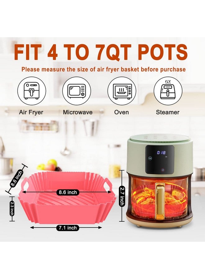 Seropy Air Fryer Silicone Liners Square 2 Pack 7.1 Inch Airfryer Liners 4-7 QT Reusable Air Fryer Liners Silicone Pot Oven Liner Baking Tray, Air Fryer Basket Silicone Mat Bowl Air Fryer Accessories Kitchen - Image 2