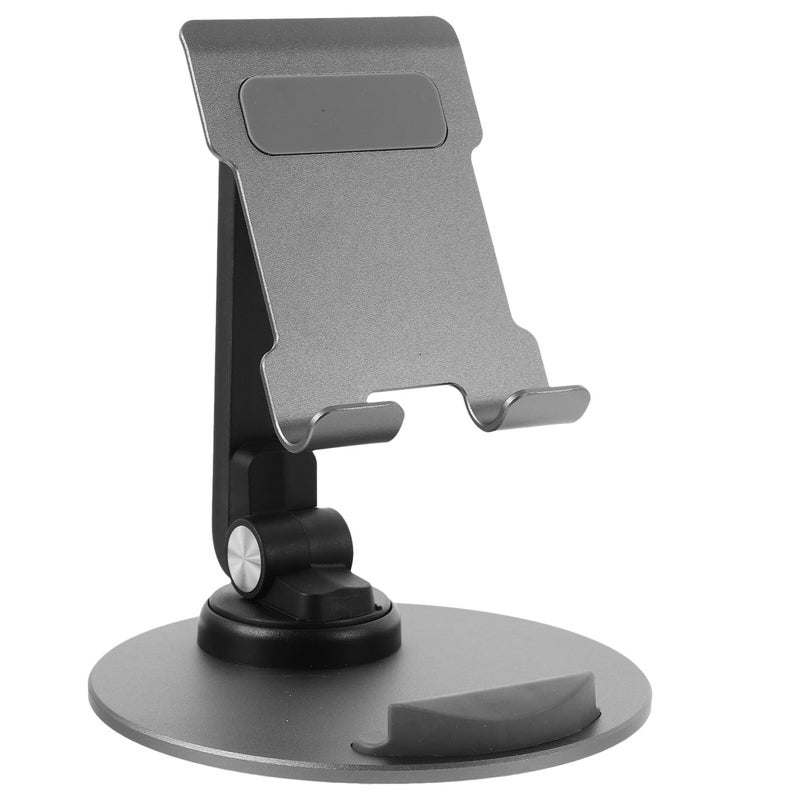 Adjustable Gray Metal Folding Phone Tablet Stand Portable Desktop Mount for Home Office - Image 2