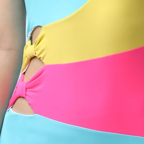 SOIE Aqua Swimwear Colour Blocked Asymmetric Swimsuit with Bow Detailing - Image 5
