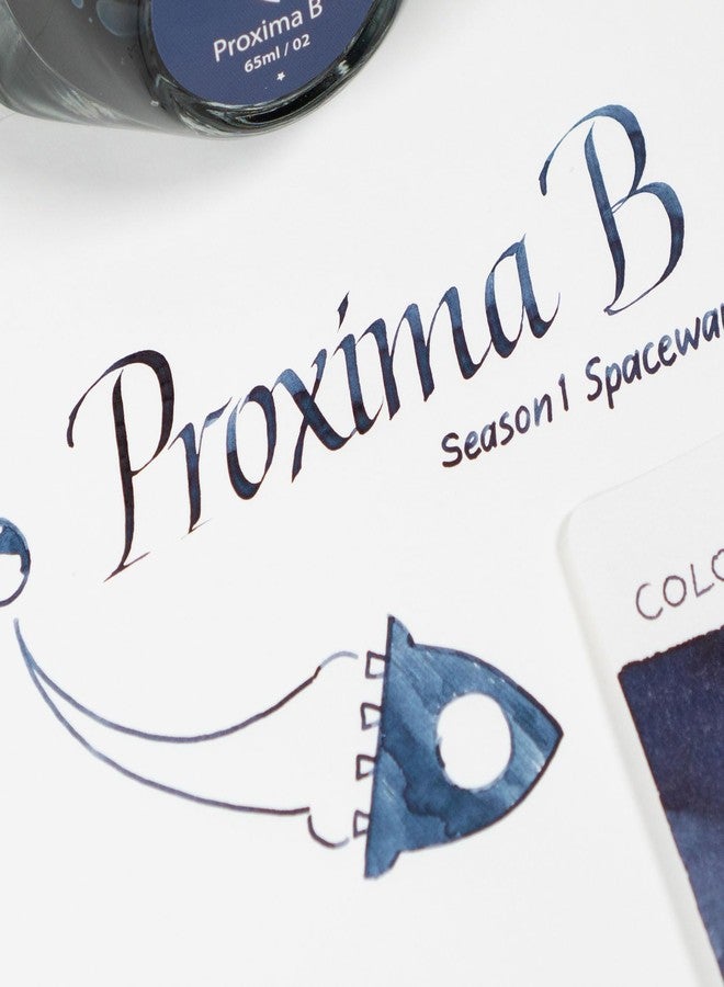 Colorverse Proxima B | Dark Blue | Fountain Pen Ink Bottles | 65ml & 15ml | Dye Based | 2 Bottle Set | Spaceward Series - Image 5