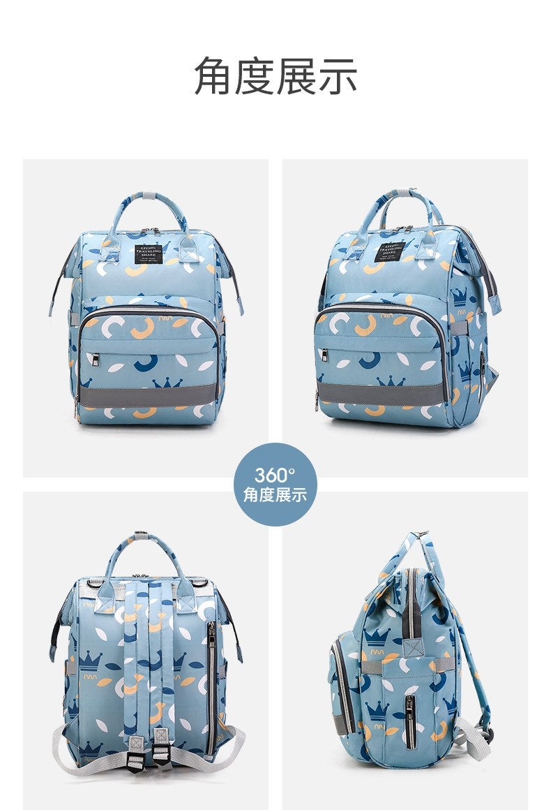 NAMA Multifunctional Baby Diaper Backpack Large Capacity Travel Nappy Bag with Multiple Pockets and Bottle Holders in Blue - Image 1
