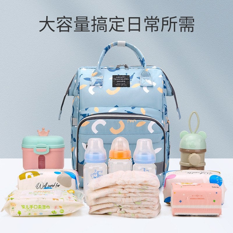NAMA Multifunctional Baby Diaper Backpack Large Capacity Travel Nappy Bag with Multiple Pockets and Bottle Holders in Blue - Image 2
