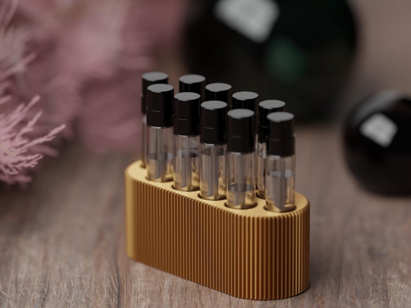 Gallery Of Drip Perfume Sample Organizer For Bathroom Or Vanity - Ideal Makeup And Skincare Storage  Desk And Bathroom Counter Organizer  Gift For Her (2Ml Gold - Fits Mini Perfume Samples) - Image 2