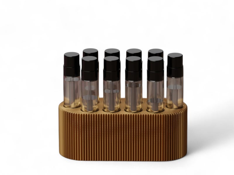 Gallery Of Drip Perfume Sample Organizer For Bathroom Or Vanity - Ideal Makeup And Skincare Storage  Desk And Bathroom Counter Organizer  Gift For Her (2Ml Gold - Fits Mini Perfume Samples) - Image 1