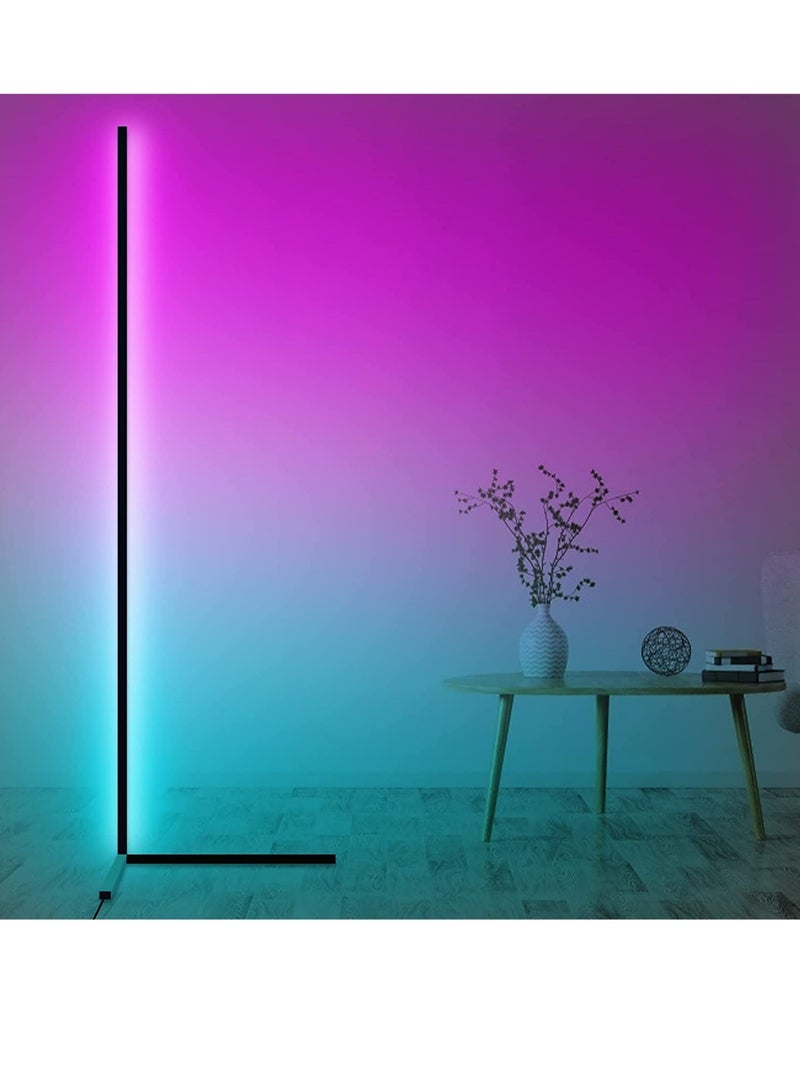 ELTRAZONE RGB Corner Floor Lamp, AMINAC Color Changing Modern Lamps, 140CM Tall Standing Lamp with Remote Controller Metal Colorful Lamps for Living Room - Image 1