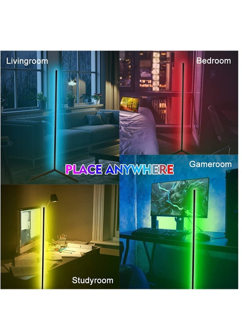 ELTRAZONE RGB Corner Floor Lamp, AMINAC Color Changing Modern Lamps, 140CM Tall Standing Lamp with Remote Controller Metal Colorful Lamps for Living Room - Image 4