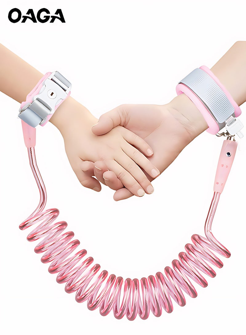 أوجا حزام أمان للمشي للأطفال الصغار، رباط معصم مضاد للضياع ، حزام أمان للأطفال مع قفل مفتاح ، سوار أمان أطفال للمعصم بطول 5 قدم - اللون الوردي - Image 1