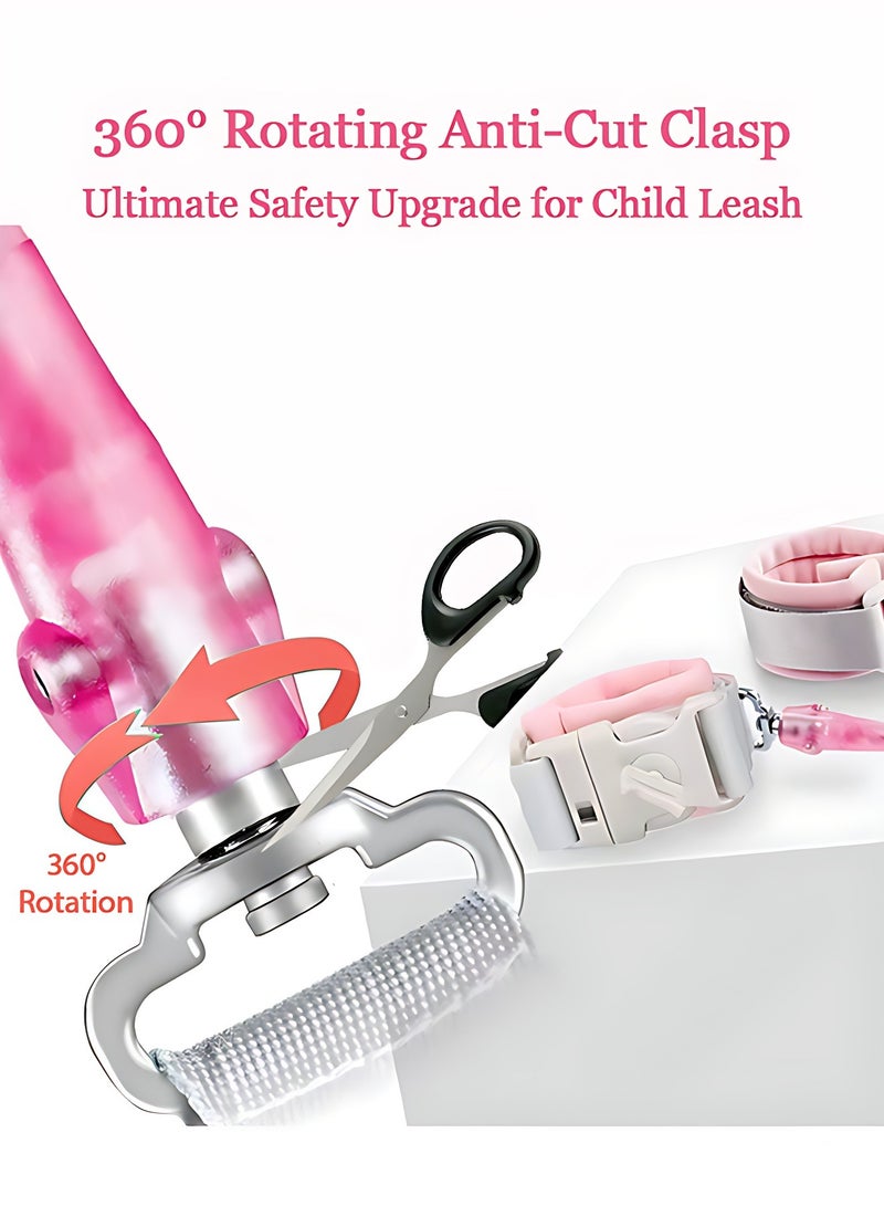 أوجا حزام أمان للمشي للأطفال الصغار، رباط معصم مضاد للضياع ، حزام أمان للأطفال مع قفل مفتاح ، سوار أمان أطفال للمعصم بطول 5 قدم - اللون الوردي - Image 4