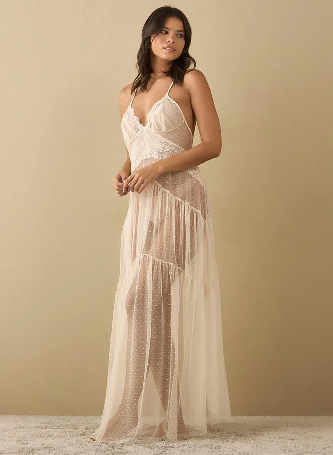 سبلاش فيڤ فستان سليب بتفاصيل دانتيل