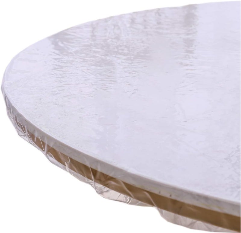 Walrus Clear Round Vinyl Fitted Tablecloth Waterproof Oilcloth Heavy Duty Elasticized Table Cover Elastic Edge Design Plastic Tablecloth Protector for Round Table(NO.1) - Image 1
