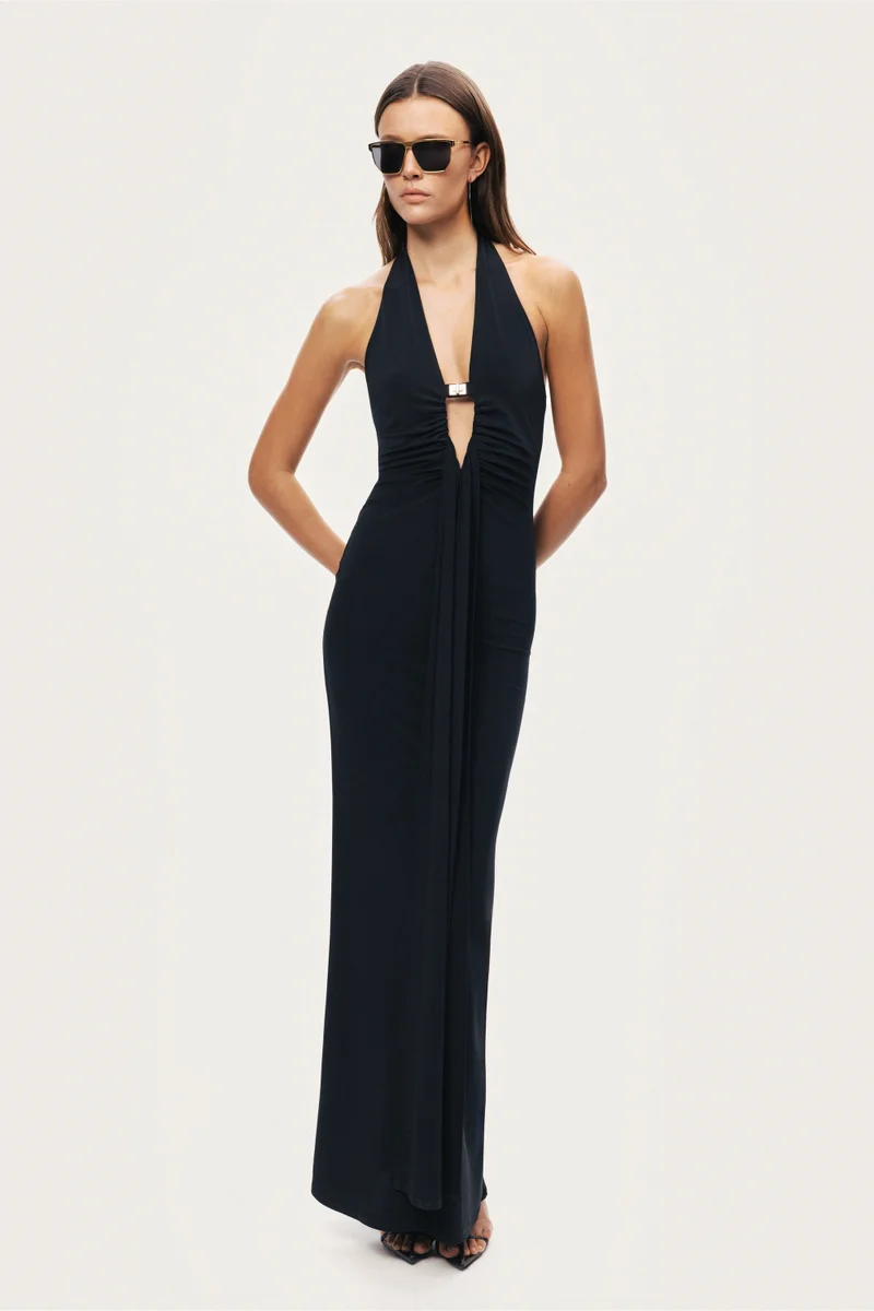 Nocturne Halter Neck Cut-Out Maxi Dress