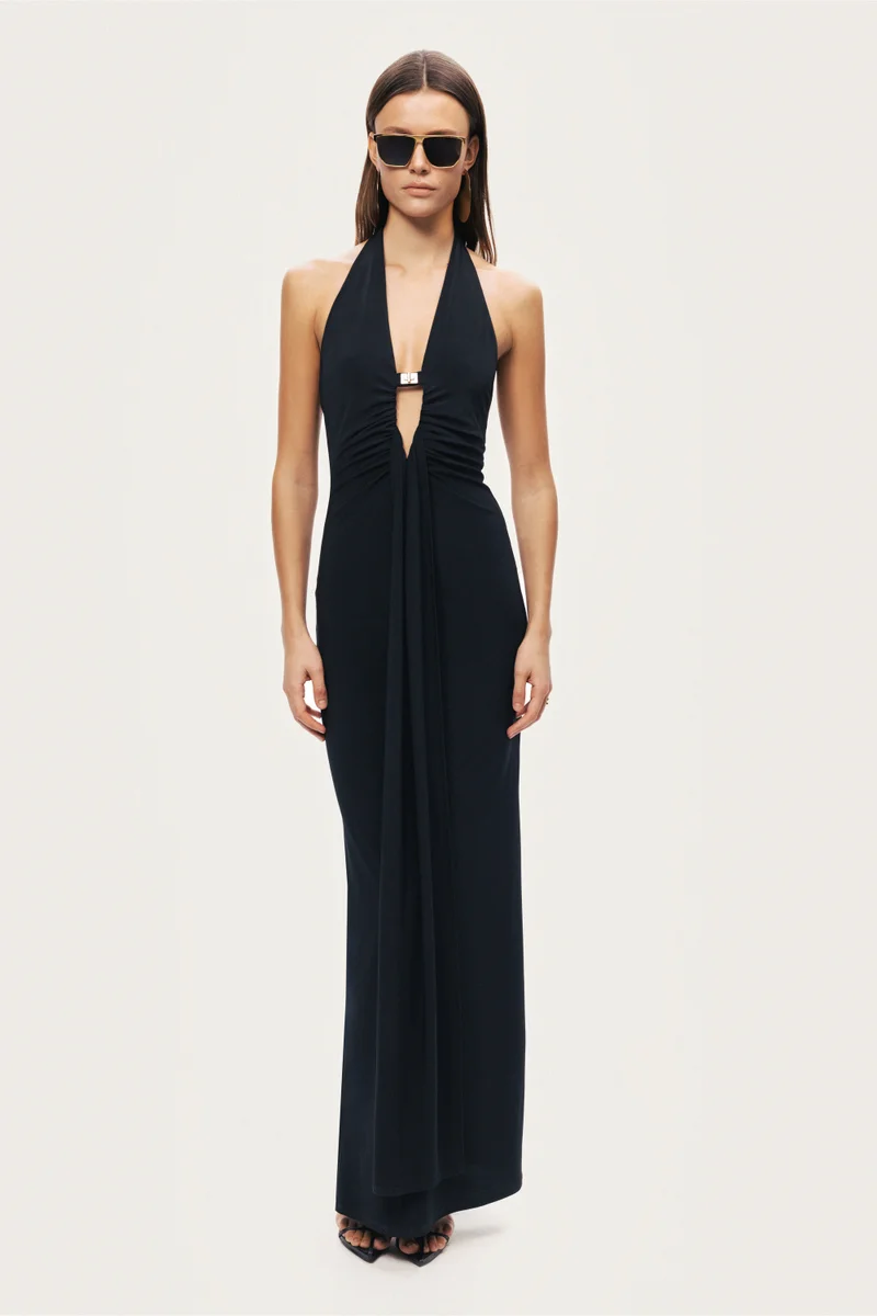 Nocturne Halter Neck Cut-Out Maxi Dress