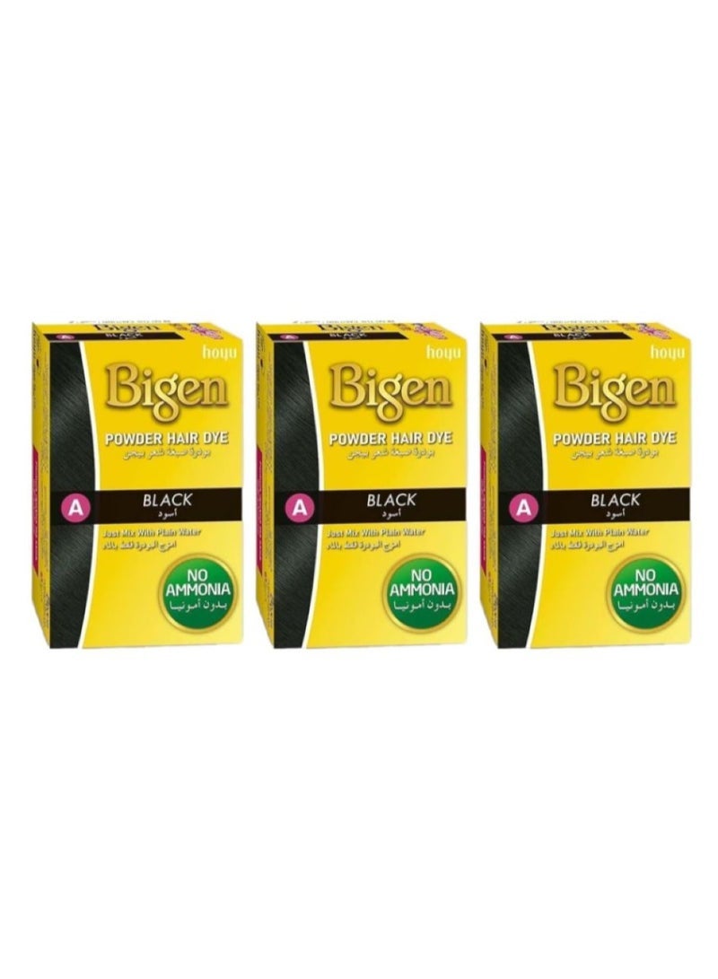 Bigen Powder Hair Dye - A Black Black A 6G 3PCS