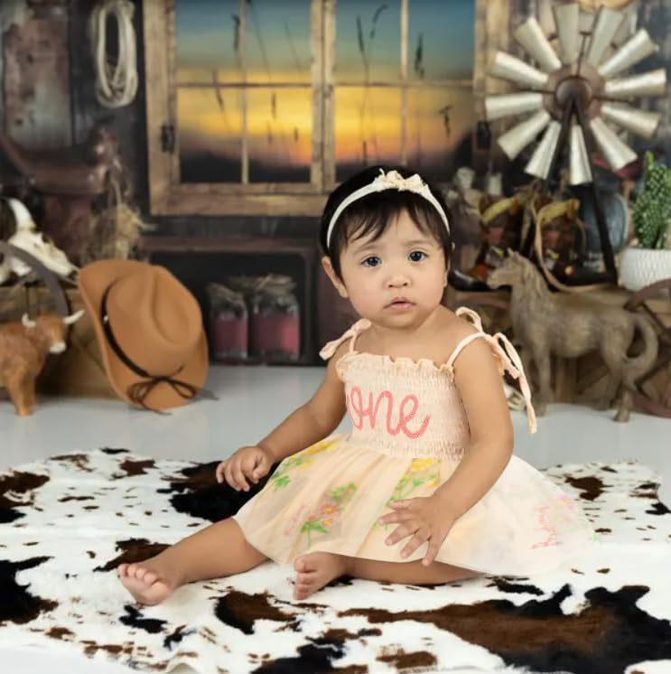 TITKKOP Baby Girl 1st Birthday Clothes One Year Old Tulle Romper Sleeveless Bodysuit Cake Smash Outfits(apricot1,12-18M) - Image 2