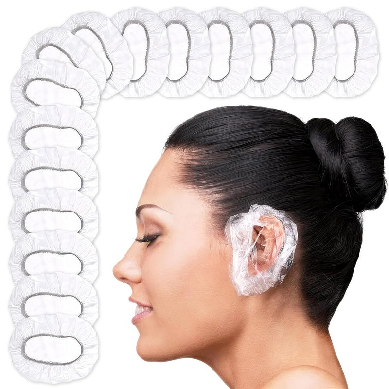 DIMROM 200 Pcs Ear Covers for Shower - Lightweight Disposable Ear Covers For Hair Dye, Stretch Up To 4.6" for Comfortable Wear - Protection from Water Splashes and Chemicals During Hair Wash and Coloring - Image 1