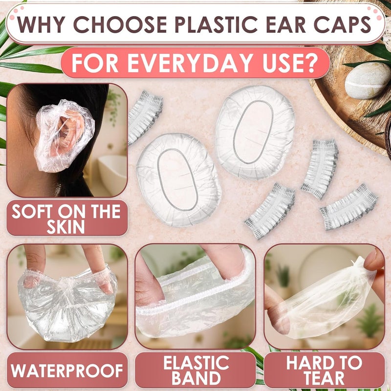 DIMROM 200 Pcs Ear Covers for Shower - Lightweight Disposable Ear Covers For Hair Dye, Stretch Up To 4.6" for Comfortable Wear - Protection from Water Splashes and Chemicals During Hair Wash and Coloring - Image 3