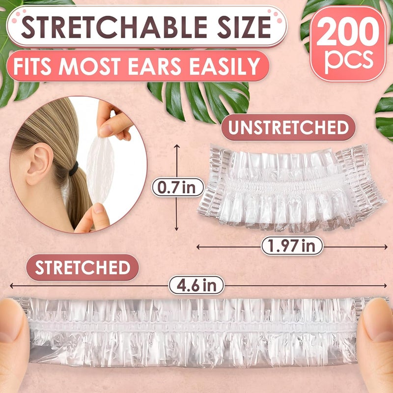 DIMROM 200 Pcs Ear Covers for Shower - Lightweight Disposable Ear Covers For Hair Dye, Stretch Up To 4.6" for Comfortable Wear - Protection from Water Splashes and Chemicals During Hair Wash and Coloring - Image 2