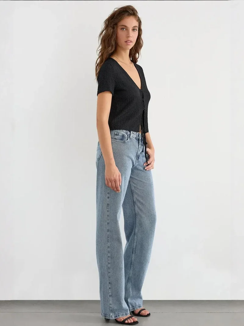 HICCUP Short Sleeve Tie-Up Detail Blouse