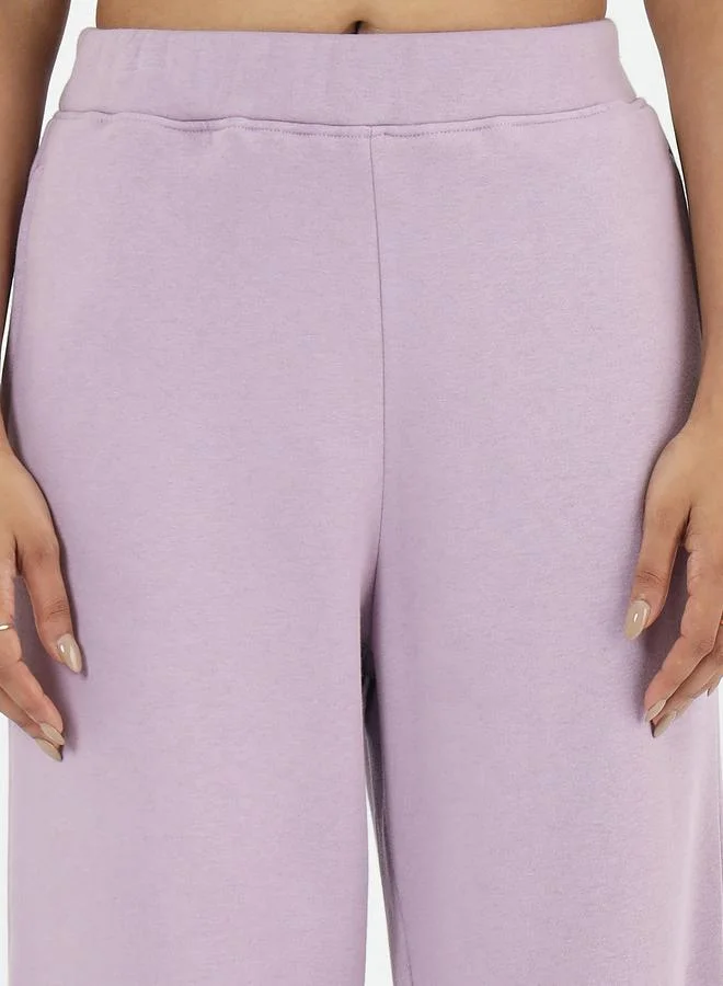 Femmella Lilac Straight Fit Fleece Trackpants