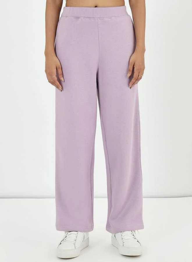 Femmella Lilac Straight Fit Fleece Trackpants