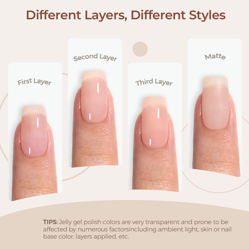 AILLSA Nude Gel Polish - Jelly Gel Nail Polish Nude Pink Translucent Soak Off U V Gel Polish Neutral Color Nail Gel Polish for Nail Art French Manicure at Home 0.51 Fl Oz GB60 - Image 3