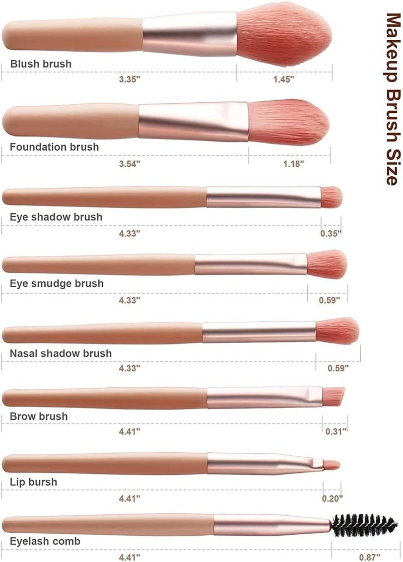 Deoxys Portable Mini Makeup Brush Set 8 PCS Makeup Brush Set for Foundation Blush Eye shadow Eyelash Lip and Brow Cosmetic Makeup Brush Set - Image 4