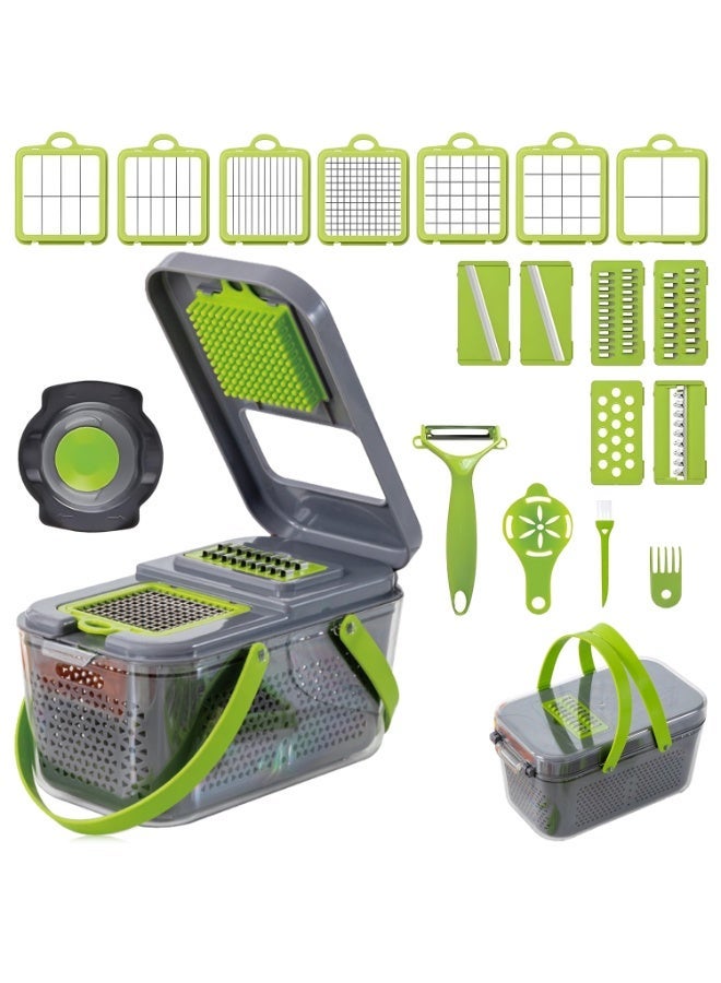 Axaron 22-in-1 Vegetable Chopper, Onion Dicer, Food Prep Tool, Salad Maker, Mandoline Slicer, Cheese Grater, Dicer, Fruit Slicer, Multifunctional Kitchen Essentials Gadgets & Accessories - Image 1