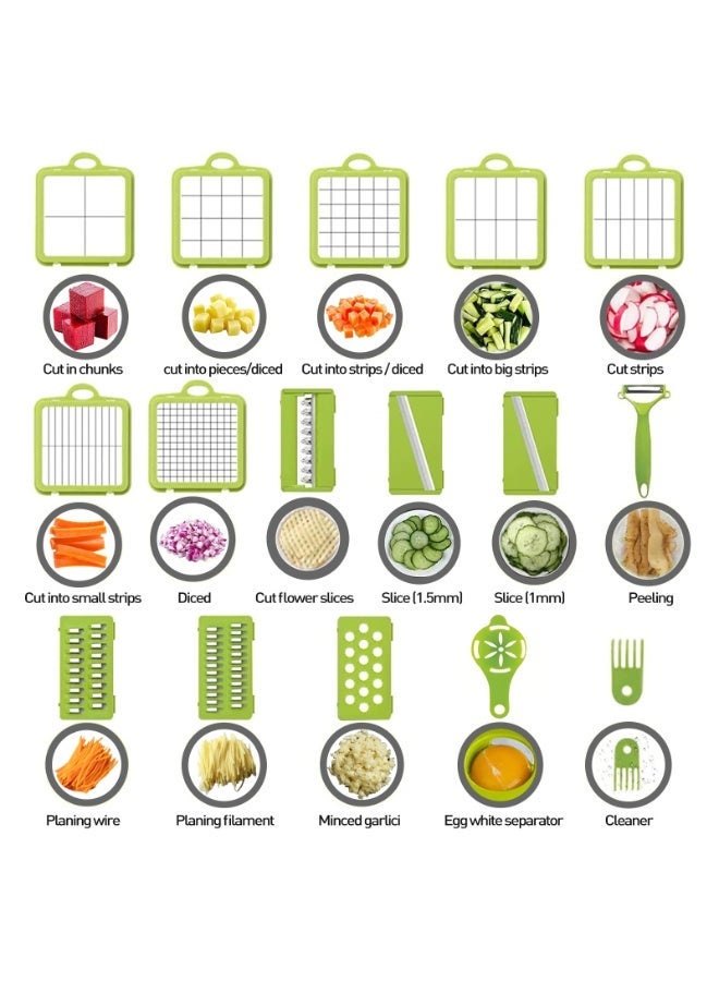 Axaron 22-in-1 Vegetable Chopper, Onion Dicer, Food Prep Tool, Salad Maker, Mandoline Slicer, Cheese Grater, Dicer, Fruit Slicer, Multifunctional Kitchen Essentials Gadgets & Accessories - Image 2