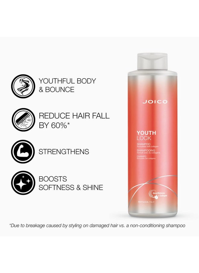 JOICO Oico Youthlock Shampoo Formulated With Collagen ; Youthful Body & Bounce ; Reduce Breakage & Frizz ; Soften & Detangle Hair ; Boost Shine ; Sulfate Free ; With Arginine ; 33.8 Fl Oz  - Image 4