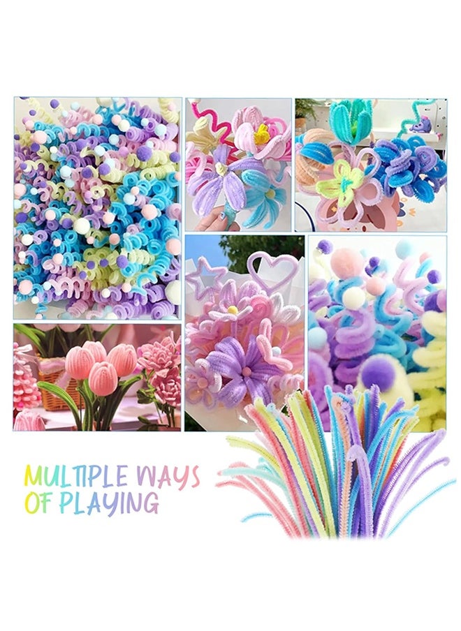 100Pcs Top Twisting Stick, Fuzzy Craft DIY, Colorful Fuzzy Wire Craft Pipe, Chenille Wire Plush