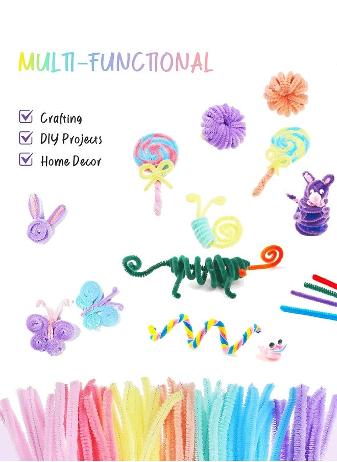 Lemon 100Pcs Top Twisting Stick, Fuzzy Craft DIY, Colorful Fuzzy Wire Craft Pipe, Chenille Wire Plush  - Image 2