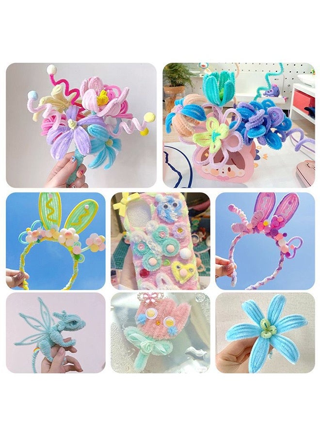 Lemon 100Pcs Top Twisting Stick, Fuzzy Craft DIY, Colorful Fuzzy Wire Craft Pipe, Chenille Wire Plush  - Image 4