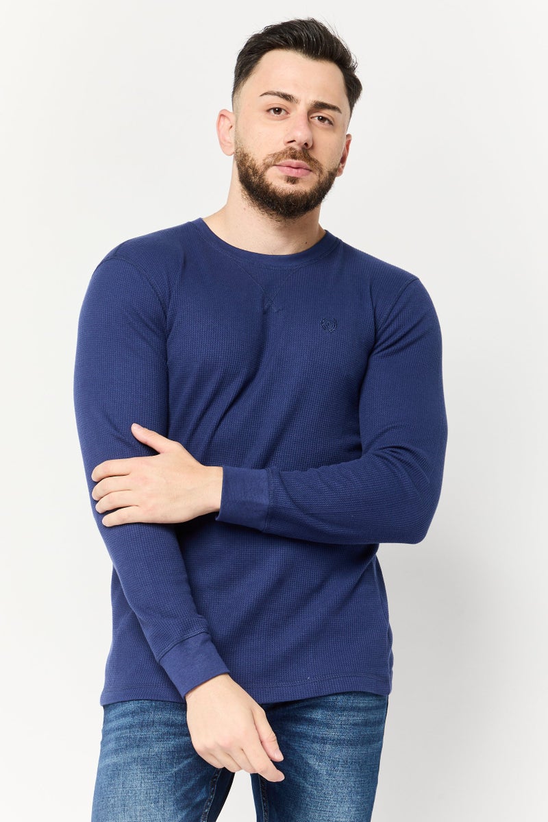 Chaps Men Crew Neck Embroidered Logo Long Sleeve Sweatshirt, Blue - Image 1
