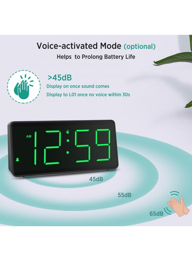 Peakeep ساعة بيكيب الرقمية التي تعمل بالبطارية، ساعة منبه لغرف النوم - بدون سلك بأرقام كبيرة 4 خافتة لكبار السن، ساعة منبه بصوت عالٍ قابلة للتعديل للبالغين الذين ينامون بعمق (أرقام خضراء) - Image 4