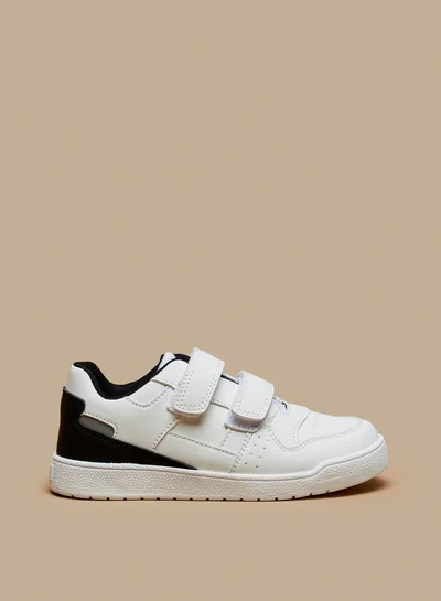 Mister Duchini Boys Panel Detail Sneakers with Hook and Loop Closure