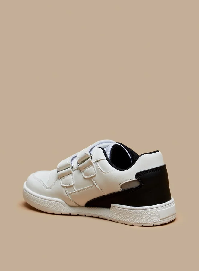 Mister Duchini Boys Panel Detail Sneakers with Hook and Loop Closure