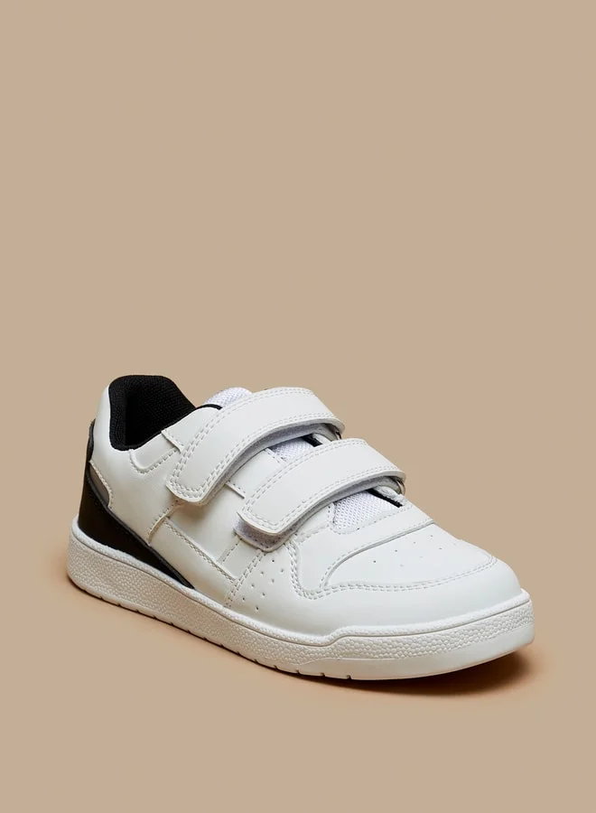 Mister Duchini Boys Panel Detail Sneakers with Hook and Loop Closure