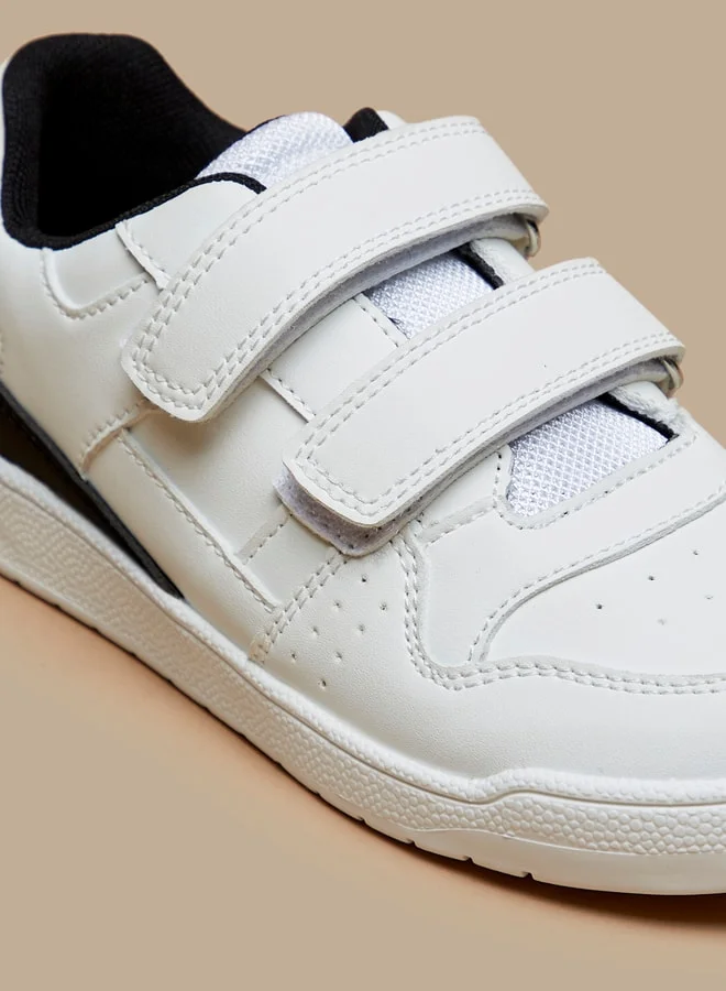 Mister Duchini Boys Panel Detail Sneakers with Hook and Loop Closure