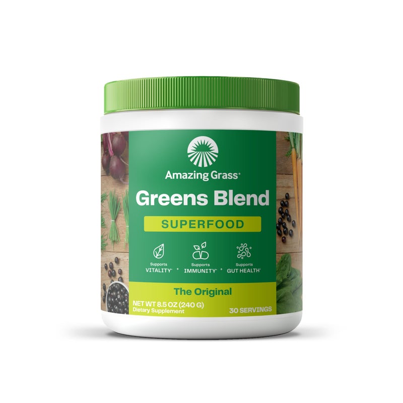 Amazing Grass مسحوق سوبر فود من Amazing Grass Greens: مسحوق خضار مع إنزيمات هضمية وبروبيوتيك، سبيرولينا عضوية، كلوريللا، ومسحوق جذر الشمندر، أصلي، 30 حصة - Image 1