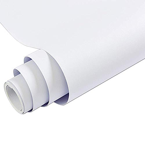 CVANU Vinyl Peel and Stick, Self Adhesive White Wallpaper, 24 x 200 Inch - Image 1