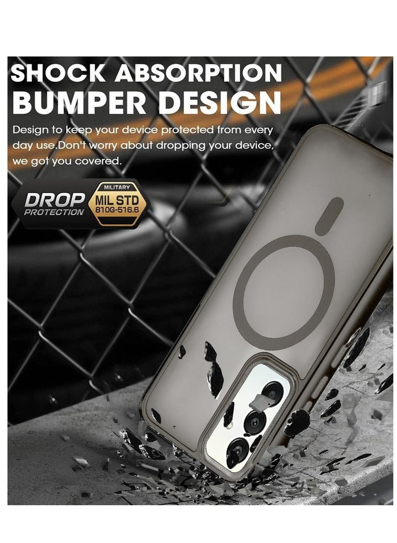 Techie حافظة مغناطيسية شفافة MagSafe مع واقي عدسة كاميرا مرتفع لهاتف سامسونج جالاكسي A55 - رمادي غير لامع - Image 3