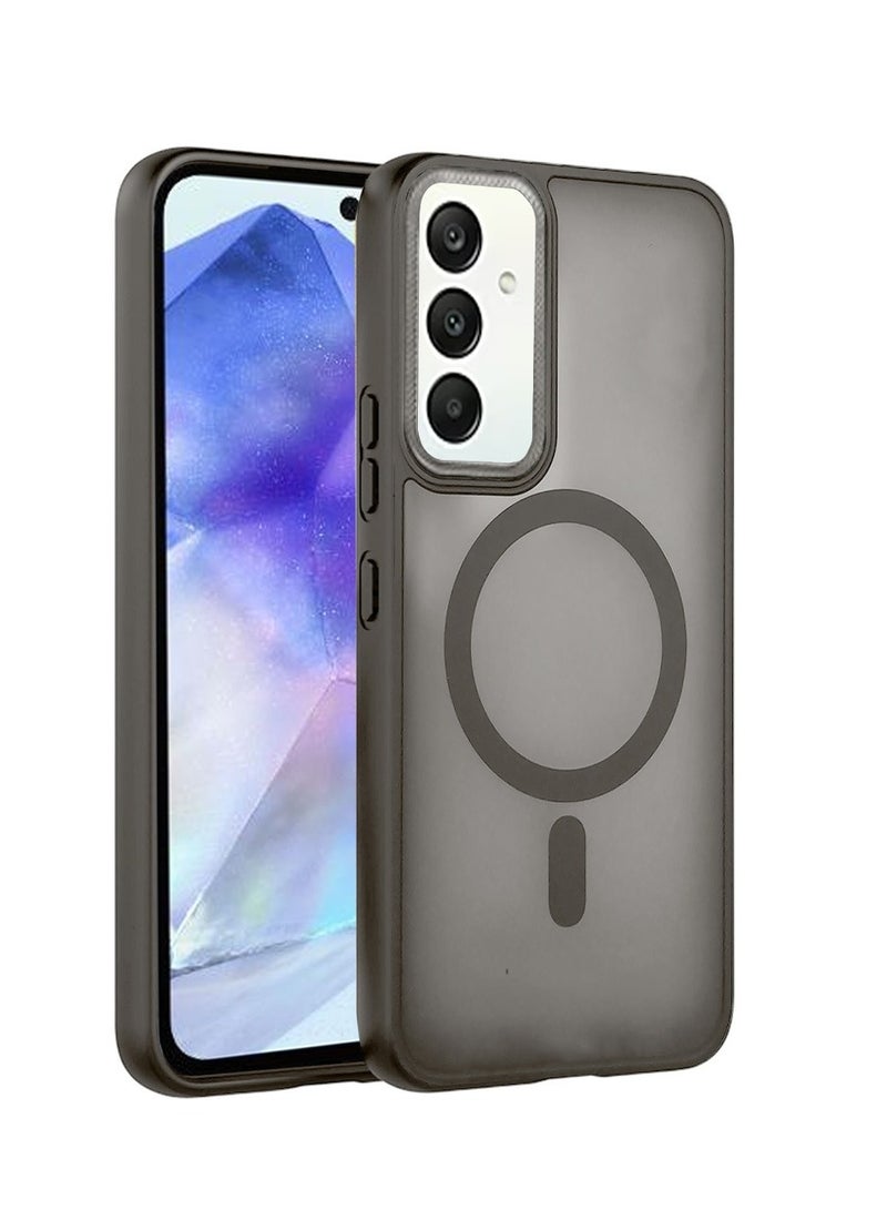 Techie حافظة مغناطيسية شفافة MagSafe مع واقي عدسة كاميرا مرتفع لهاتف سامسونج جالاكسي A55 - رمادي غير لامع - Image 1