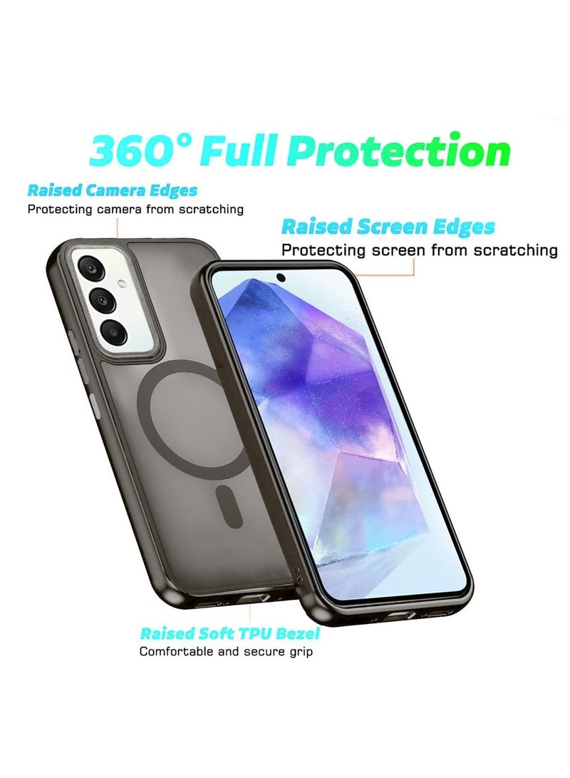 Techie حافظة مغناطيسية شفافة MagSafe مع واقي عدسة كاميرا مرتفع لهاتف سامسونج جالاكسي A55 - رمادي غير لامع - Image 4