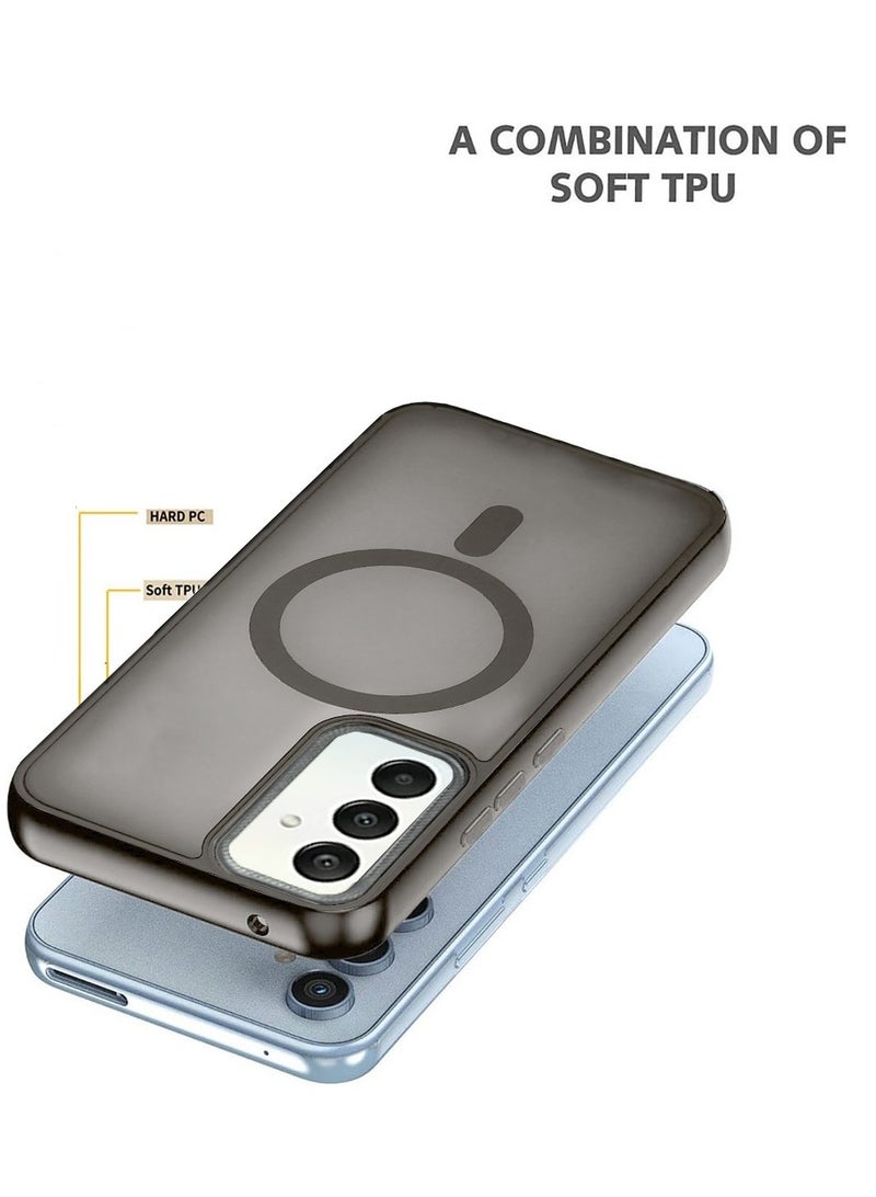 Techie حافظة مغناطيسية شفافة MagSafe مع واقي عدسة كاميرا مرتفع لهاتف سامسونج جالاكسي A55 - رمادي غير لامع - Image 5