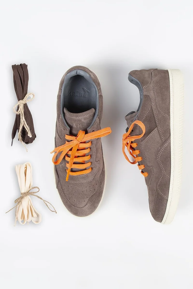 Krahe Krahe Zeus Men's Genuine Leather Hand-Painted Mink Sneakers with Laces and Two Spare Laces