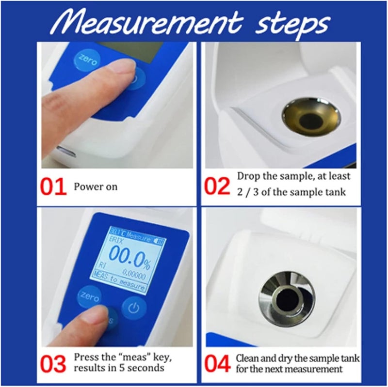 0?55% Digital Refractometer, Automatic Temperature Compensation Refractometer, Coolant Tester for Measuring Fruit Beverage Drinks Sugar Content - Image 4